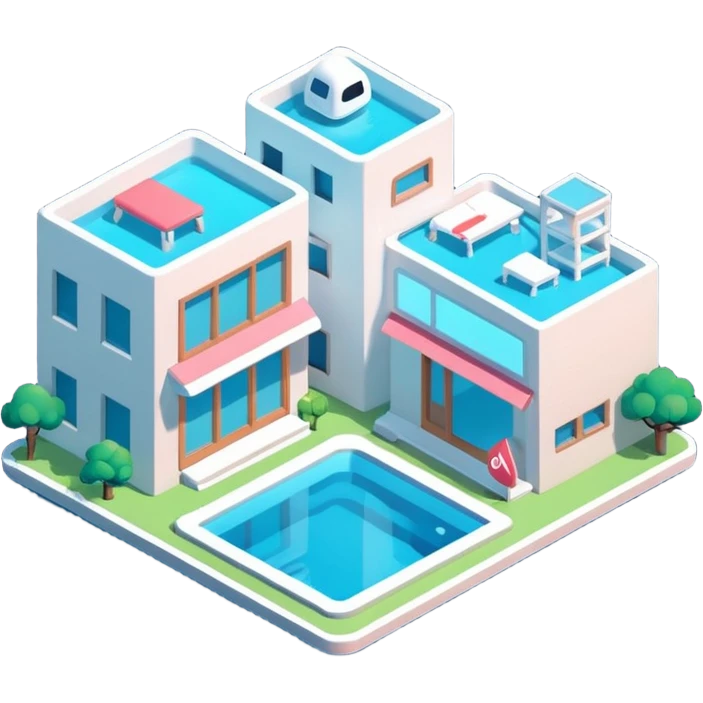 glowing tokyo airbnb style isometric emoji