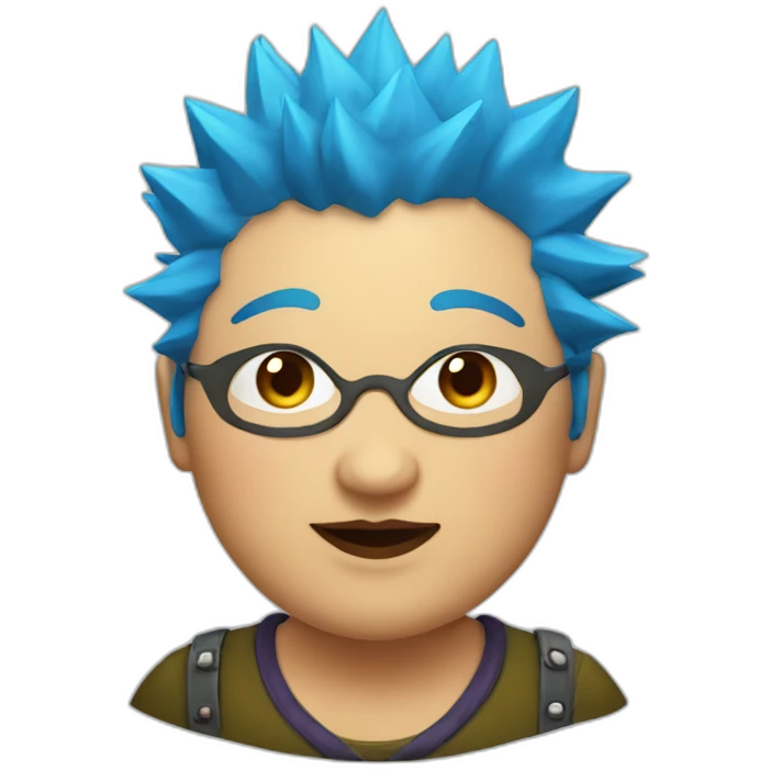Older fat lesbian Chilean very short spiky bright blue hair emoji
