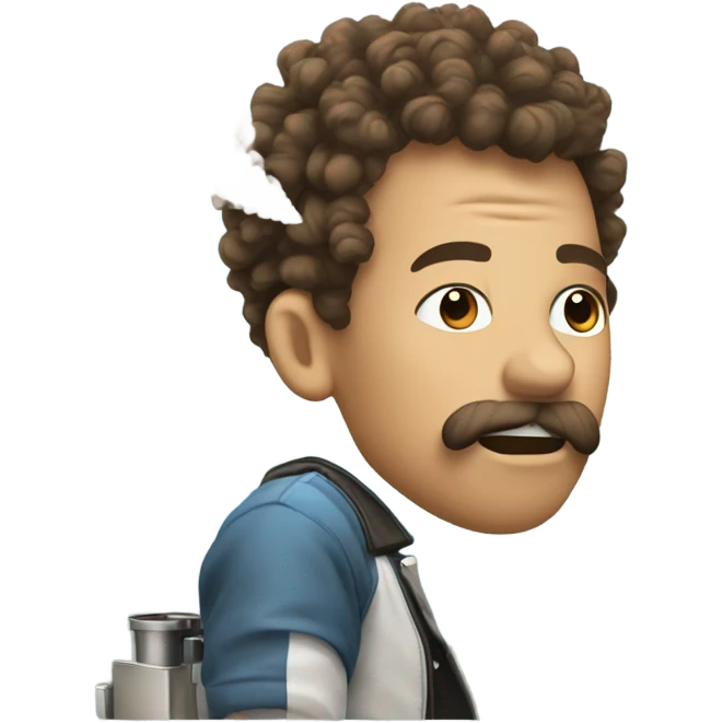 curly hair mohawk hitting a vape emoji