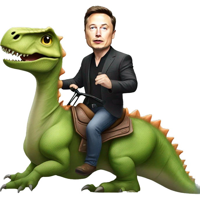Elon musk riding a dinosaur emoji