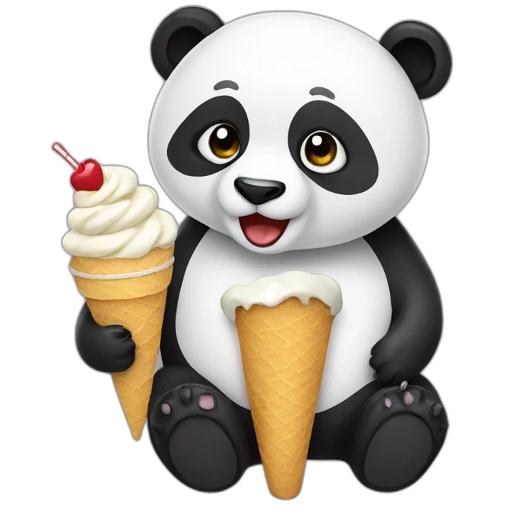 Panda eating ice cream emoji