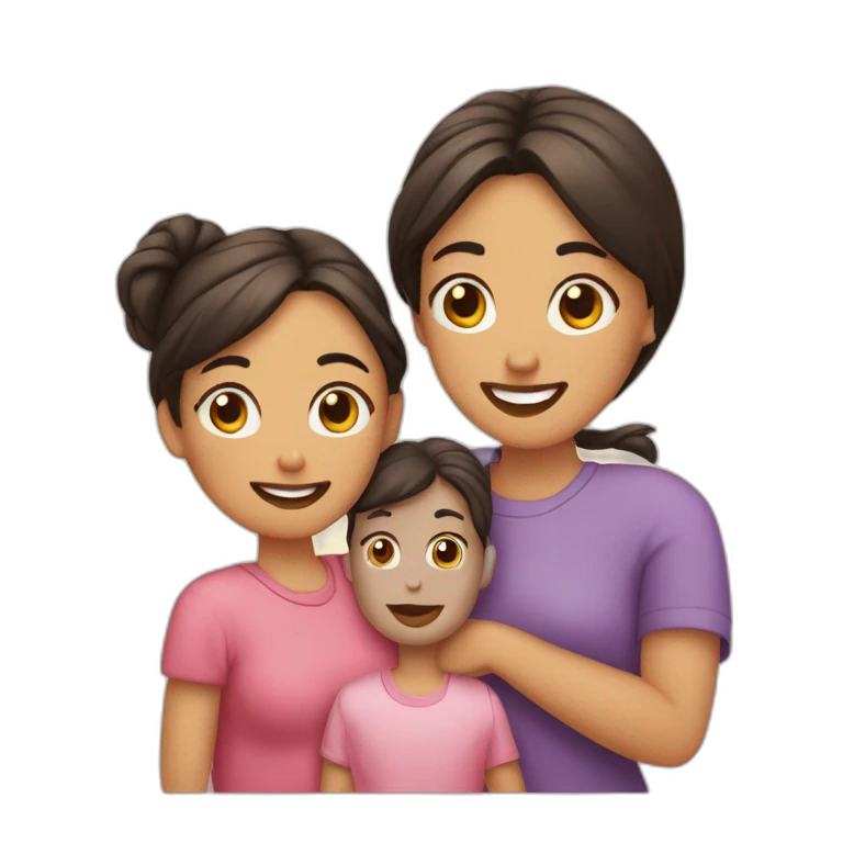 Famila de 3 mamá, hijo, hija emoji
