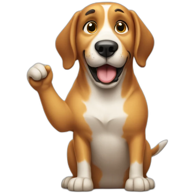Fat Hound Dog saying yes with the hand emoji