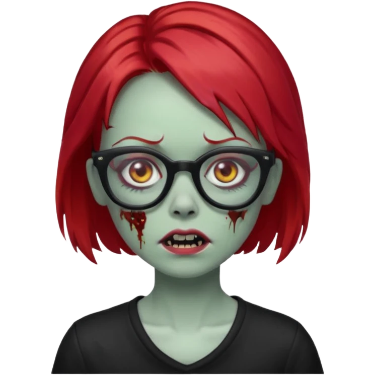 Red hair,black glasses,zombie girl emoji