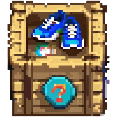 dark 2d power up crate with a running shoe symbol for speed boost emoji