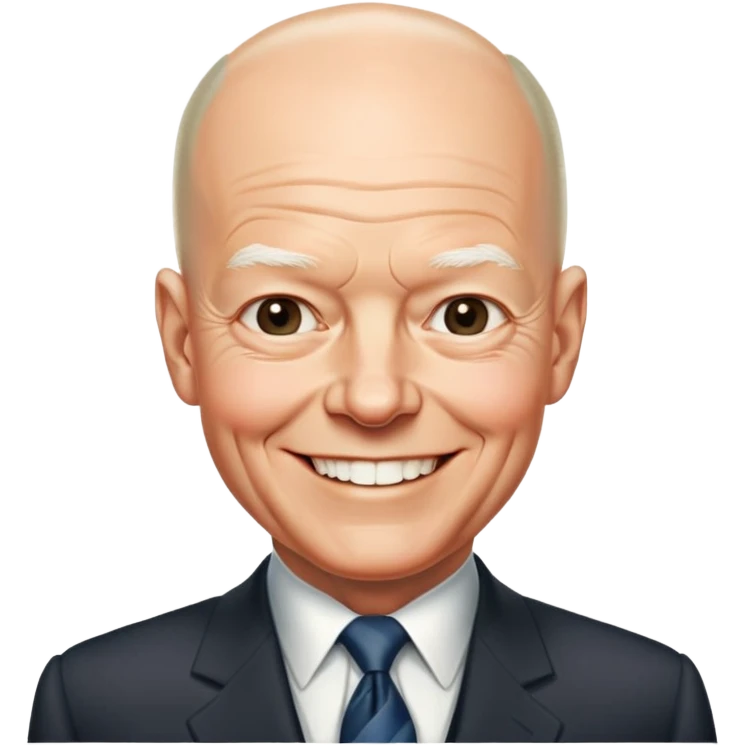 President Dwight D. Eisenhower with his characteristic smile and bald head, wearing a suit and tie emoji