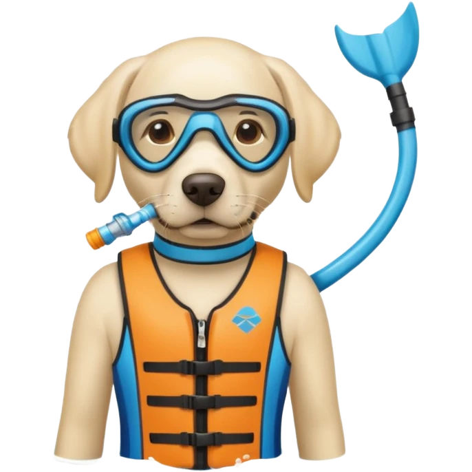 White labrador with snorkel and and swimmers vest emoji