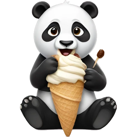 Panda eating ice cream emoji