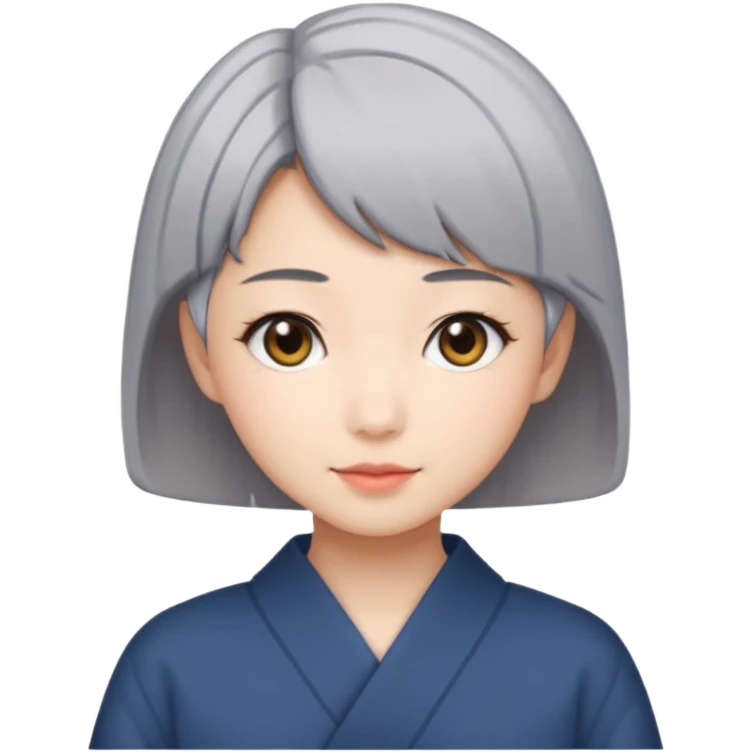 Pretty Japanese girl with short grey hair  emoji