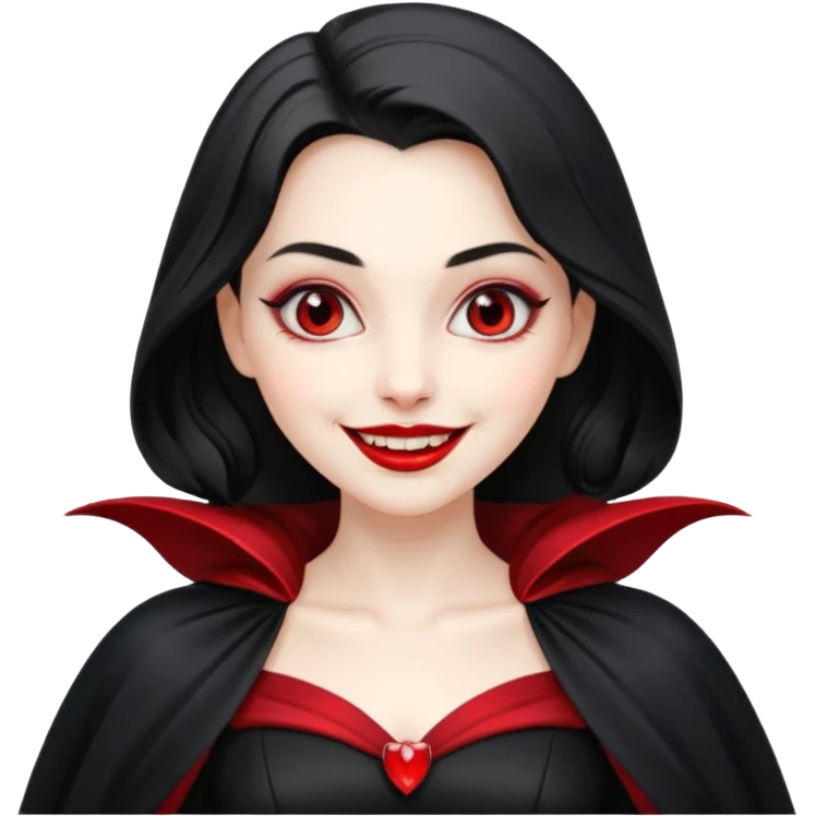 Vampire lady in black dress with cape, smile emoji