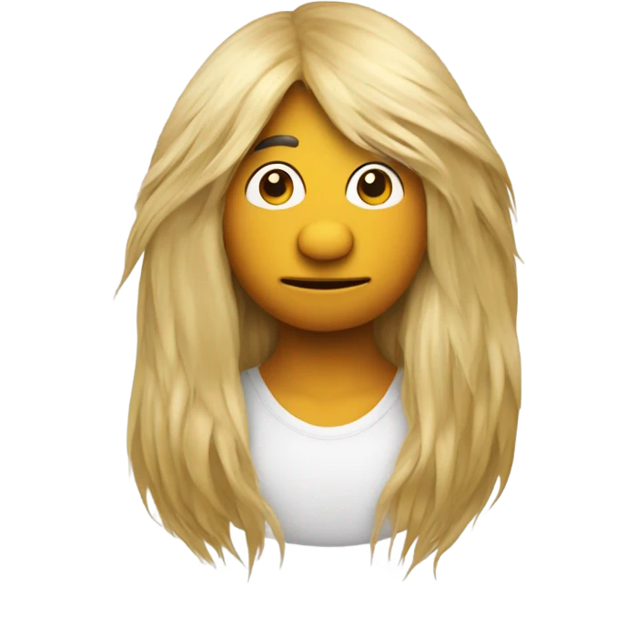 Attractive Rooster face wearing a wig of long blonde human hair emoji