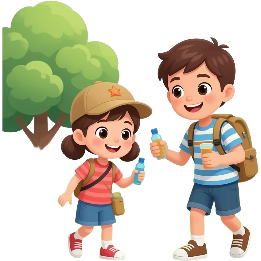 kids playing scavenger hunt in the park emoji