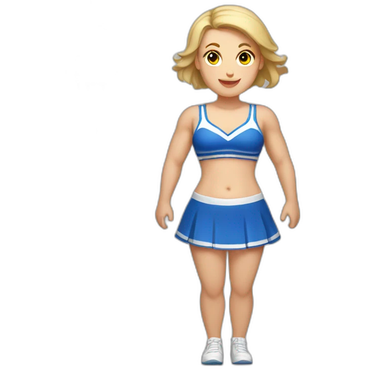 Full body Caucasian curvy cheerleader back and front views emoji
