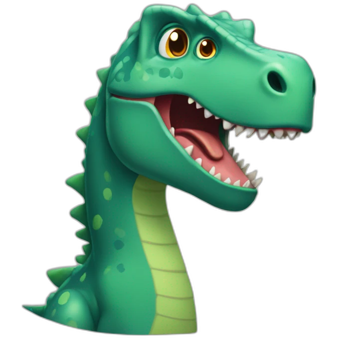 La tête d'un dinosaures qui rigole emoji