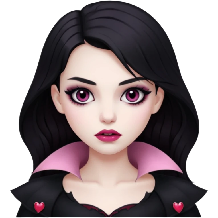 девушка вампир с темными волосами, очень бледной кожей и черным макияжем глаз emoji