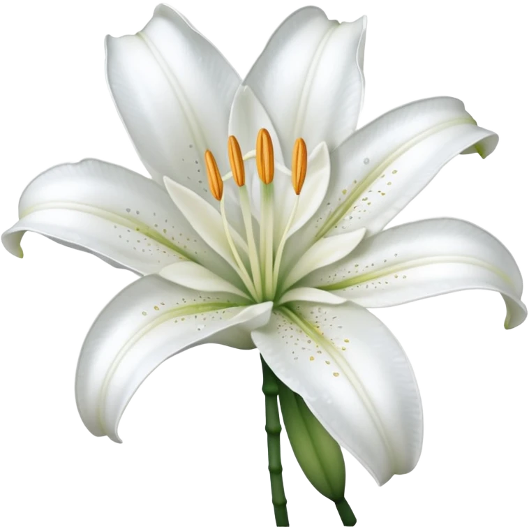 A cute gorgeous pretty aesthetic beautiful shiny glittery shimmering soft smooth hyperrealistic white Lily flower Corolla blossom bloom (without the stem) emoji