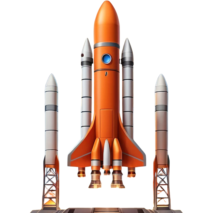 Cinematic shot of a heavy rocket lifting off from a launchpad, massive pillars of fire and smoke, dramatic lighting emoji