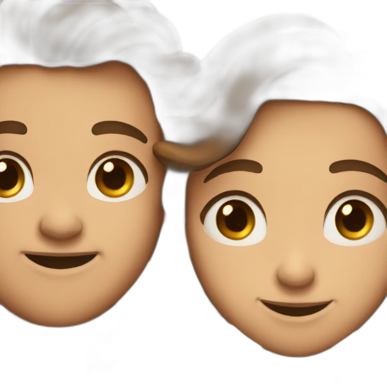 Brown hair couple smiling at each other emoji