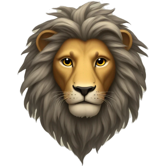mystical lion's head with hair like a sun emoji