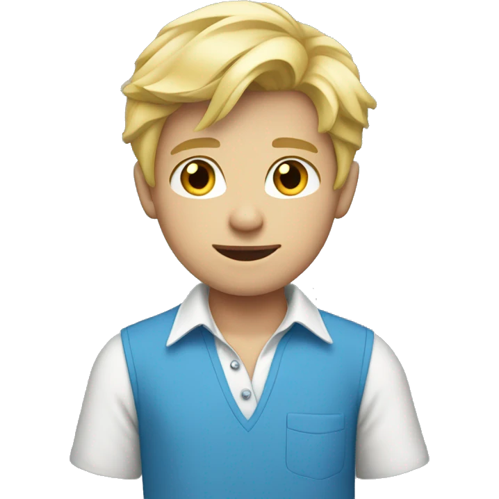 blond teenage boy wearing blue collared shirt emoji
