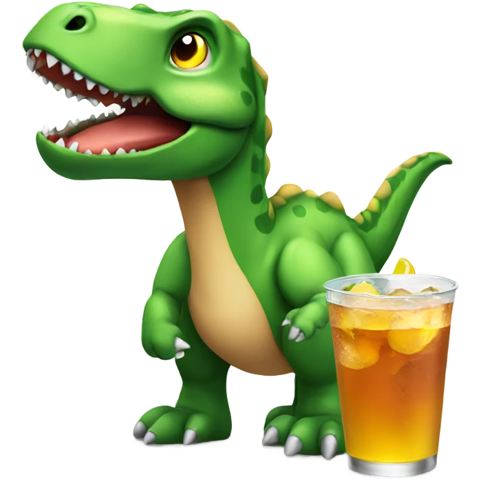 Dinosaur with drink emoji