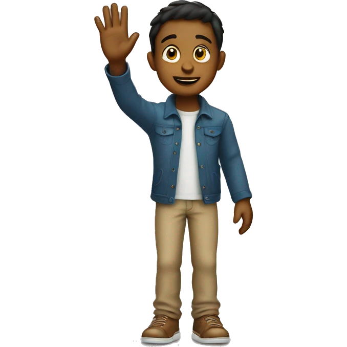 boy waving bye to his dad emoji