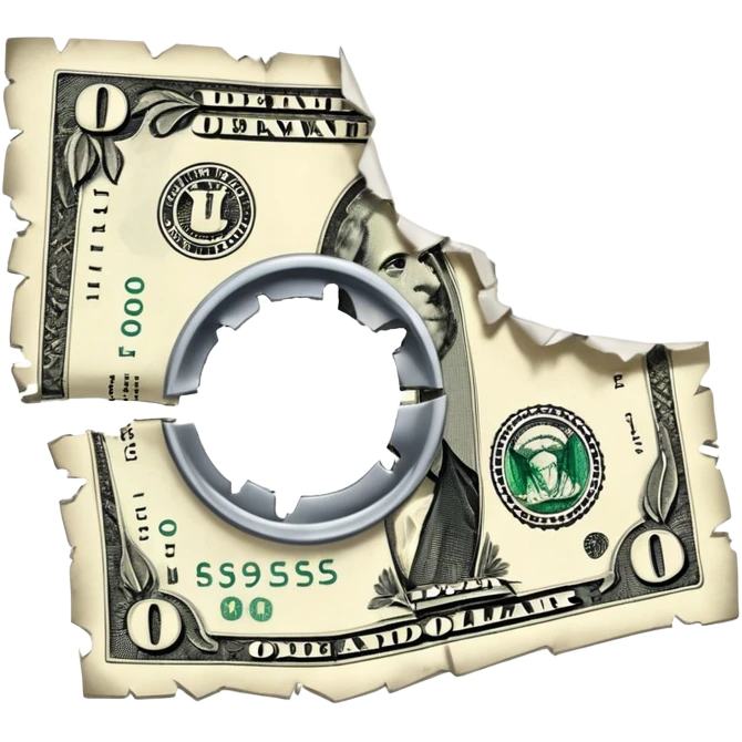Ripped in half dollar bill emoji