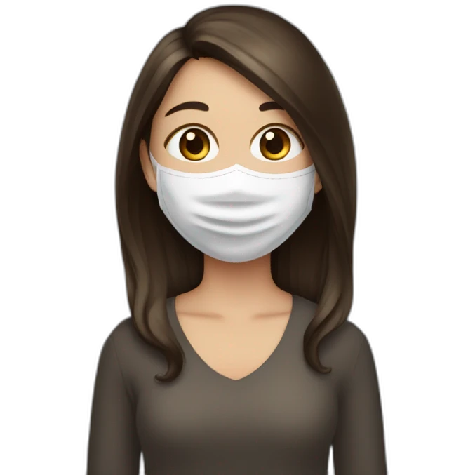 Fille brune avec masque des crâne emoji