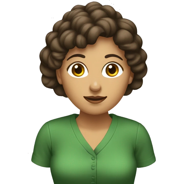 mujer morena, pelo marón ropa verde mostrar solo hasta el pecho emoji