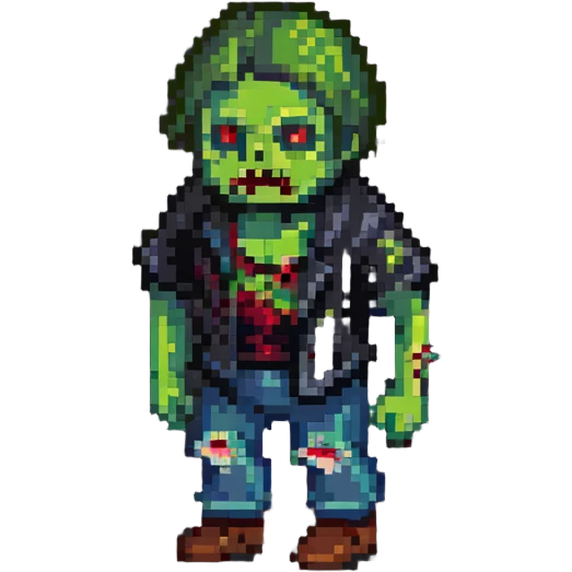 isometric zombie in torn clothes Project Zomboid style emoji