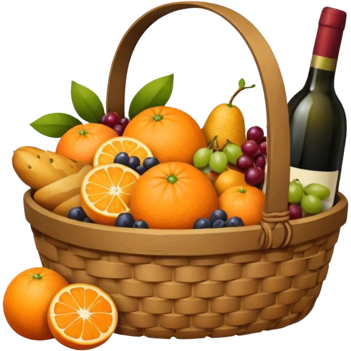 Orange basket with both food, drink and fruits emoji