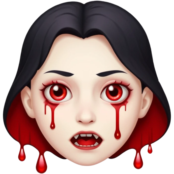 ampire face, blood drops, cute scary emoji, no background emoji