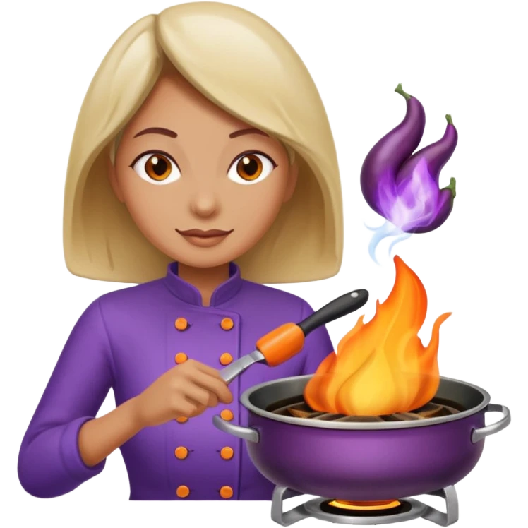 Seductively cooking an eggplant. It is getting hot in here. 🔥  emoji