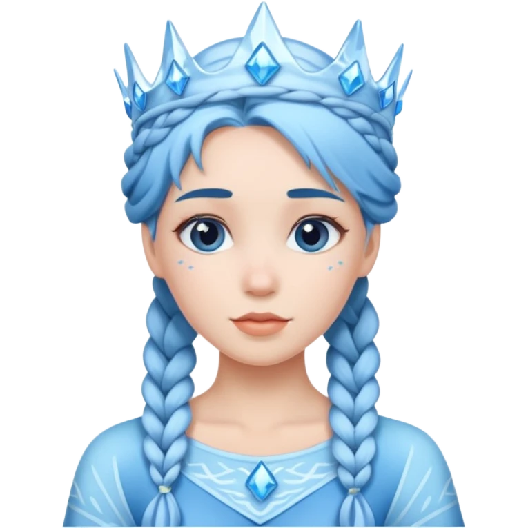 braided hair ice princess with ice crown, blue hair emoji