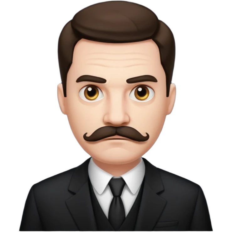 suspicious man uin a suit with a mustache, looking mad emoji