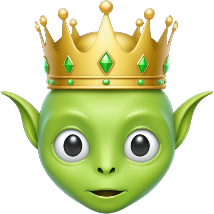 green alien with crown emoji