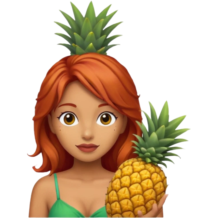 Red latina with pineapple on head emoji