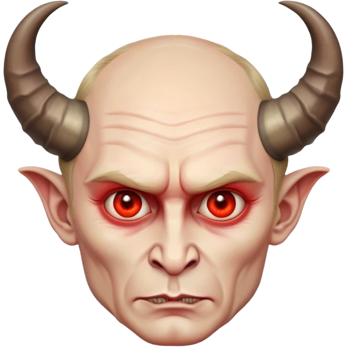 realistic devil Putin with textured skin, expressive eyes, and elaborate horns emoji
