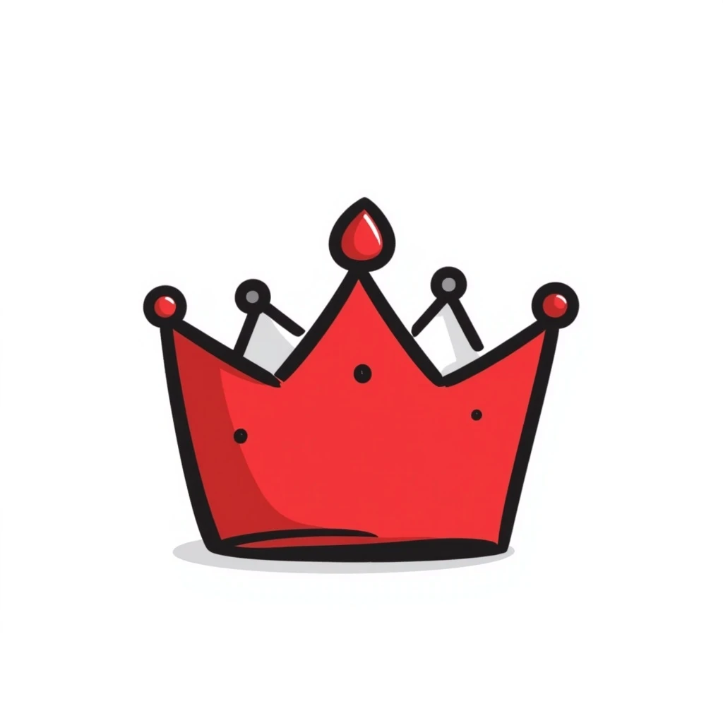 A red crown in the style of notion hand drawn doodles emoji