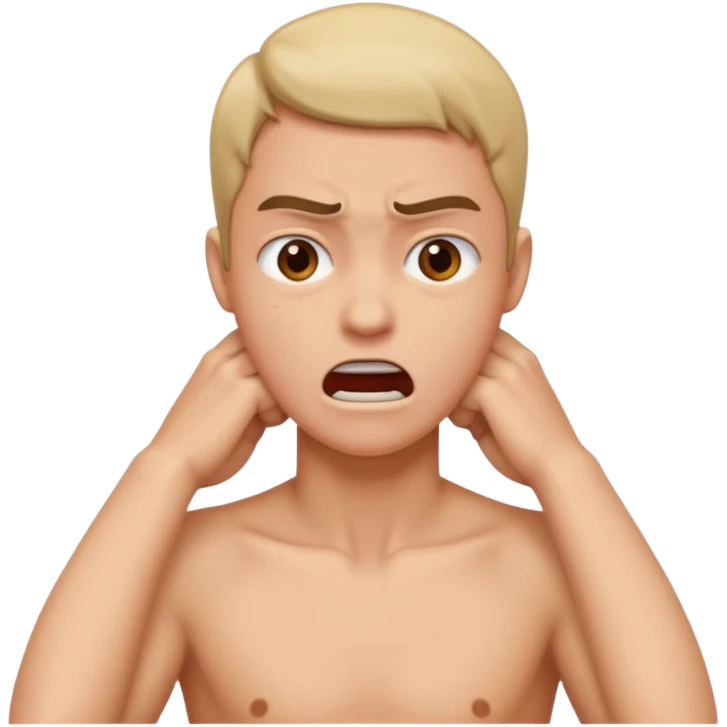 Someone grabbing their own neck angrily emoji