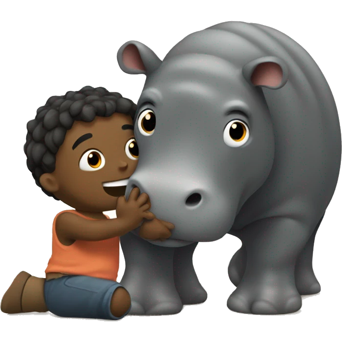 Husking playing with hippo emoji