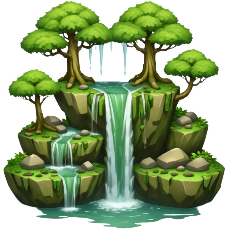 Flying Island – Floating rock with trees and waterfall emoji