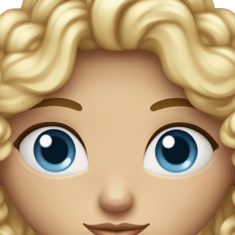 Fille cheveux bouclés en carré peau blanche yeux bleus  brune avec des mèches blondes  emoji