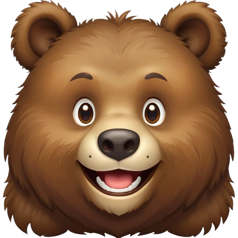 Playful Russian brown bear head, grinning, front view emoji