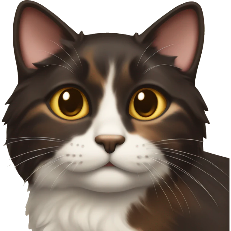Dark Brown calico cat with maple syrup emoji