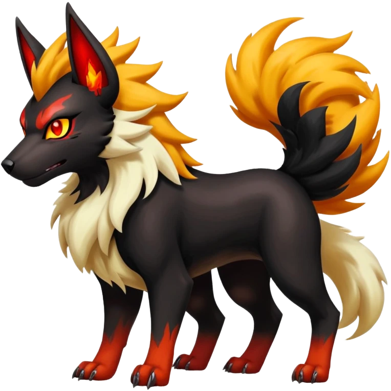 Shiny Exotic Gothic Houndoom-Arcanine-Pokémon-Fakémon-hybrid-creature emoji