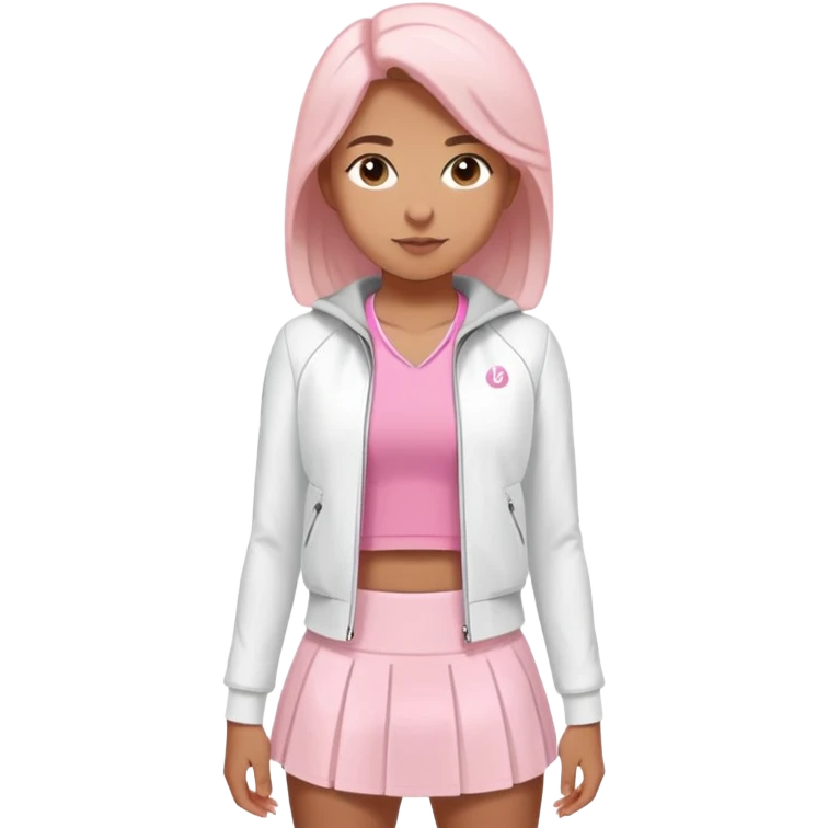 Lululemon pink shirt and very short white jacket and white skirt  emoji