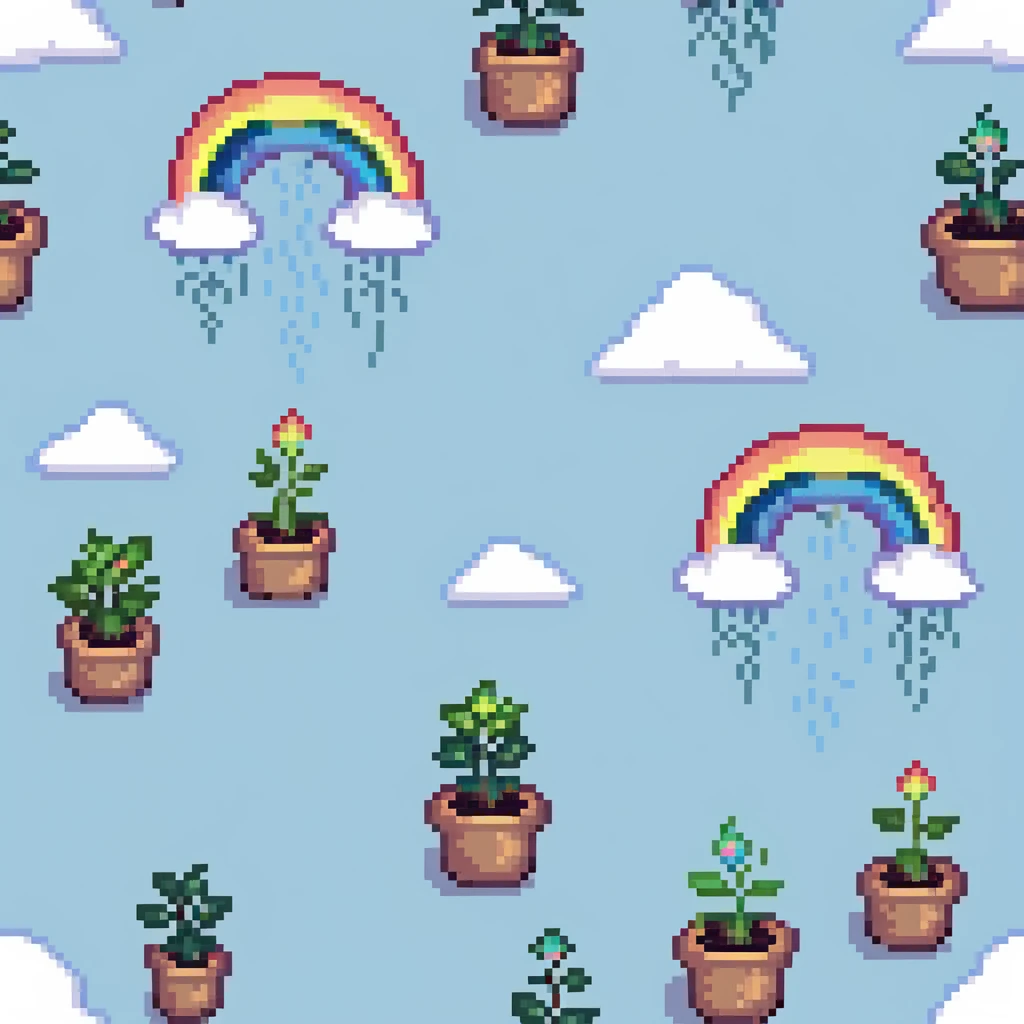Rain clouds with rainbow and new plant sprouts emoji
