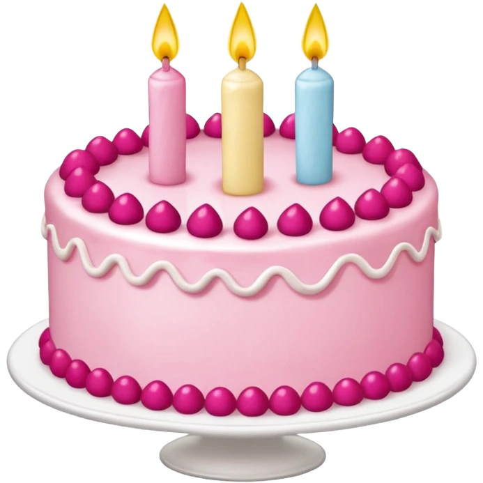 pastel de cumpleaños de 3 niveles con un liston rosa emoji