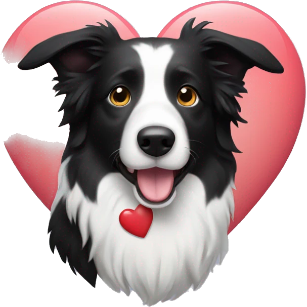 Border collie with a heart emoji